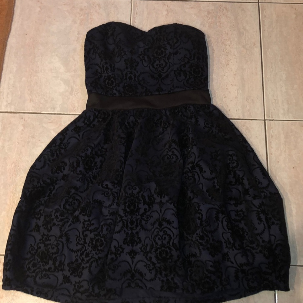 Strapless Navy and Black Dress